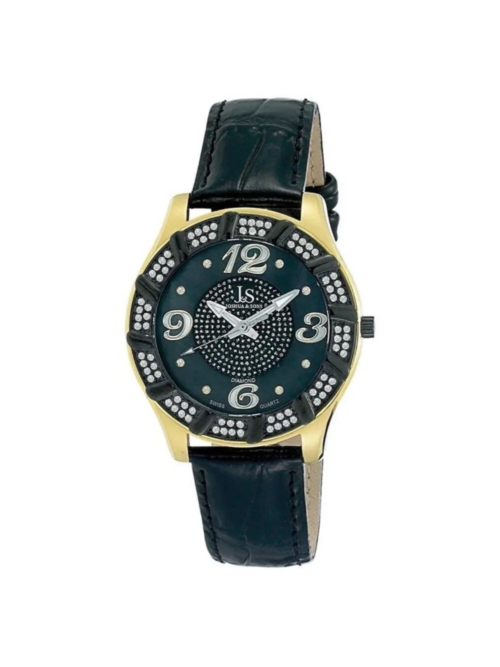 NWT Joshua And Sons Quartz Diamond Crystal Men's Watch
